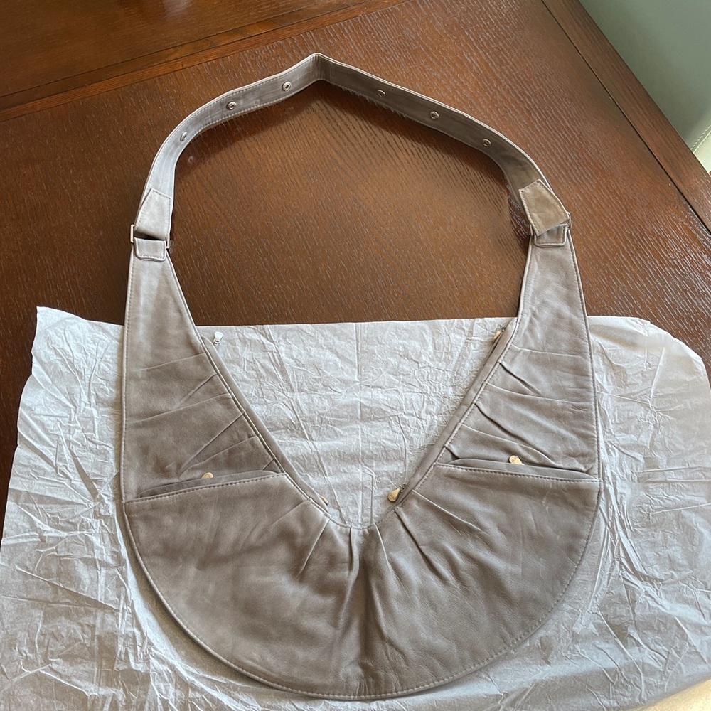 Sash Bag - genuine, gray leather